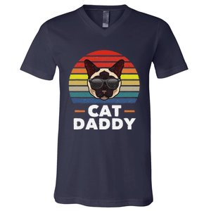 Funny Funny Siamese Cat Daddy Cat Owner Fathers Day V-Neck T-Shirt