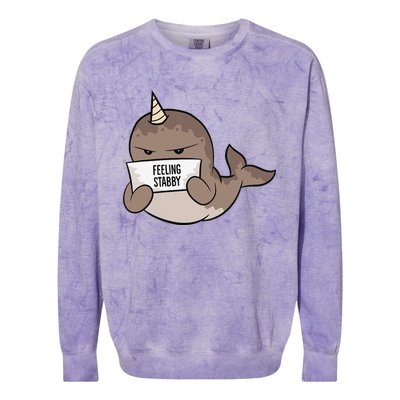 Funny Feeling Stabby Kawaii Whale Colorblast Crewneck Sweatshirt