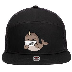 Funny Feeling Stabby Kawaii Whale 7 Panel Mesh Trucker Snapback Hat