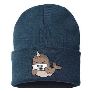 Funny Feeling Stabby Kawaii Whale Sustainable Knit Beanie