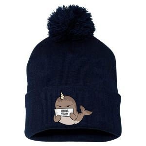 Funny Feeling Stabby Kawaii Whale Pom Pom 12in Knit Beanie