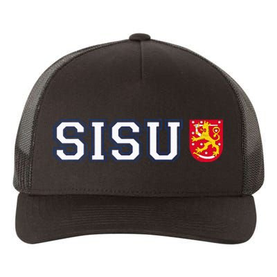 Finland Finnish Sisu Flag Crest Yupoong Adult 5-Panel Trucker Hat