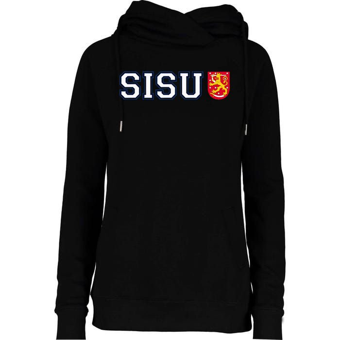 Finland Finnish Sisu Flag Crest Womens Funnel Neck Pullover Hood