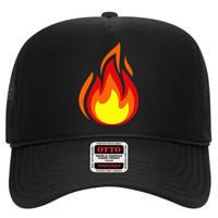 Fire Flame Symbol High Crown Mesh Back Trucker Hat