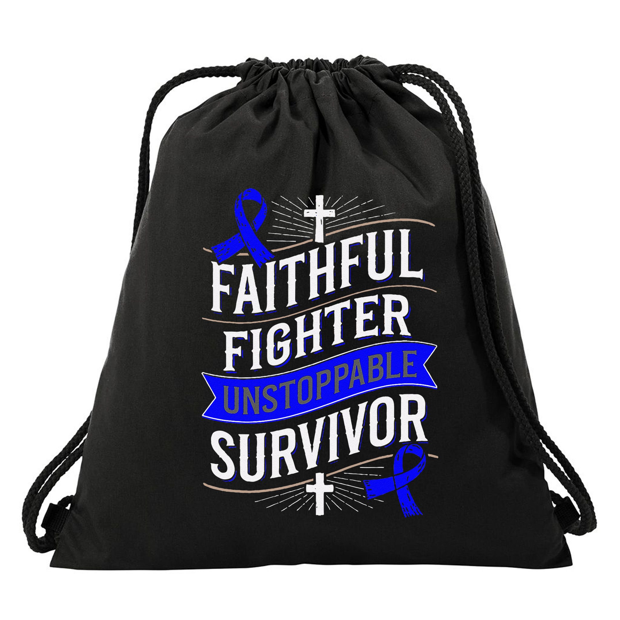 Faithful Fighter Survivor Juvenile Arthritis Awareness Drawstring Bag