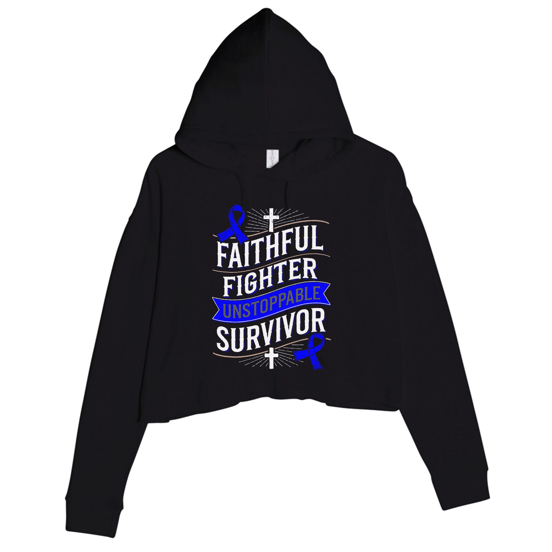 Faithful Fighter Survivor Juvenile Arthritis Awareness Crop Fleece Hoodie
