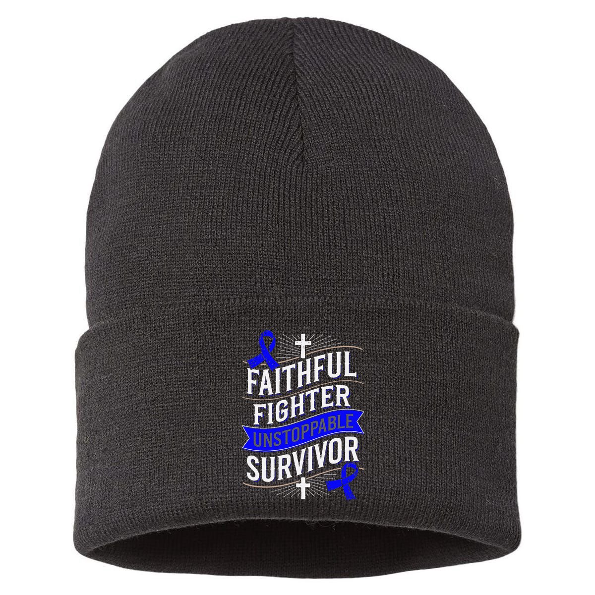 Faithful Fighter Survivor Juvenile Arthritis Awareness Sustainable Knit Beanie
