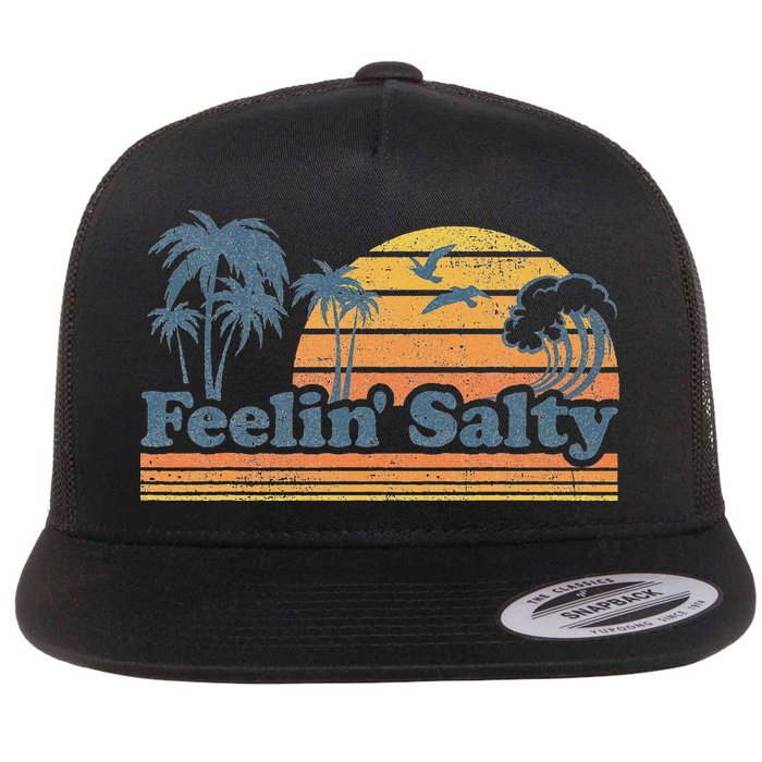 Funny Feelin Salty Beach Summer Vacation Flat Bill Trucker Hat