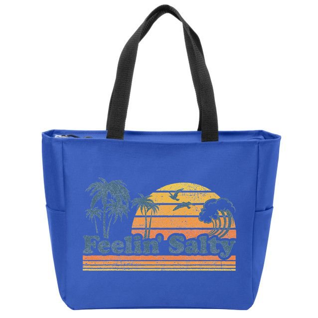 Funny Feelin Salty Beach Summer Vacation Zip Tote Bag