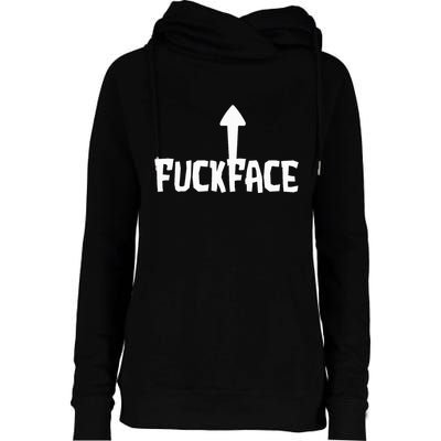 Fuck Face Self Deprecating Arrow Up Fuckface Womens Funnel Neck Pullover Hood