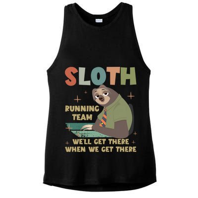 Funny Flash Sloth Running Team We’Ll Get There Sloth Ladies PosiCharge Tri-Blend Wicking Tank