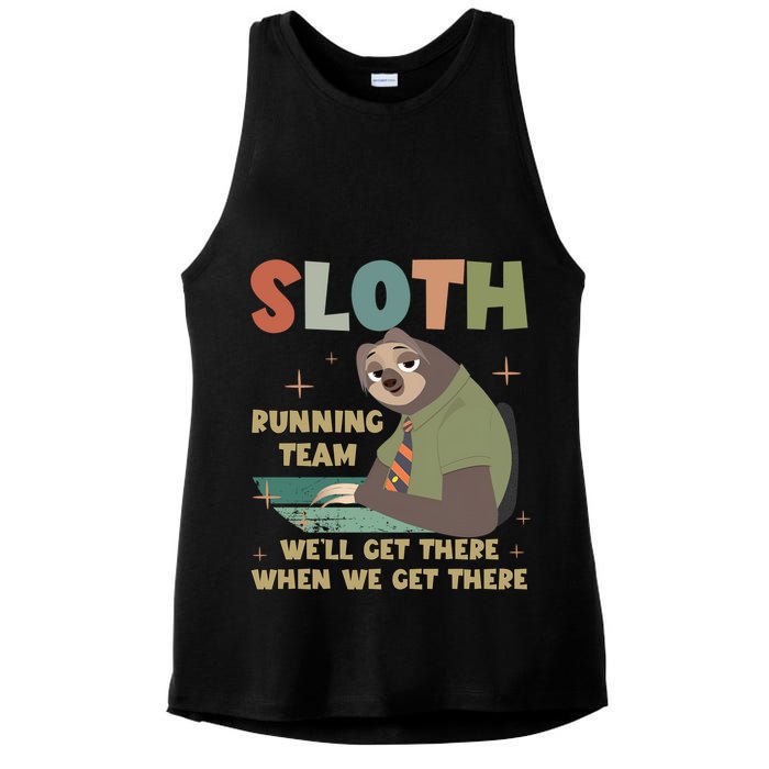 Funny Flash Sloth Running Team We’Ll Get There Sloth Ladies PosiCharge Tri-Blend Wicking Tank