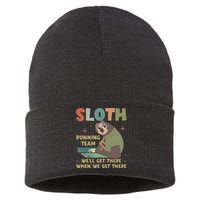 Funny Flash Sloth Running Team We’Ll Get There Sloth Sustainable Knit Beanie