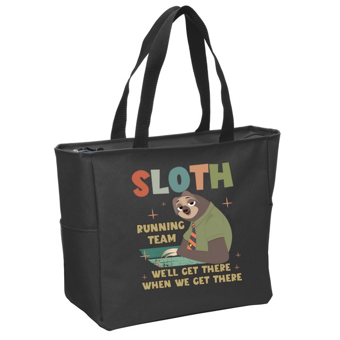 Funny Flash Sloth Running Team We’Ll Get There Sloth Zip Tote Bag