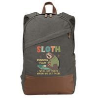 Funny Flash Sloth Running Team We’Ll Get There Sloth Cotton Canvas Backpack