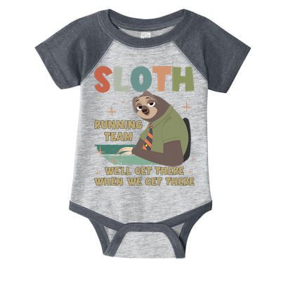 Funny Flash Sloth Running Team We’Ll Get There Sloth Infant Baby Jersey Bodysuit