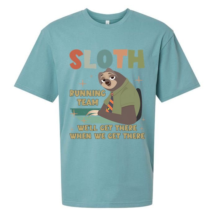 Funny Flash Sloth Running Team We’Ll Get There Sloth Sueded Cloud Jersey T-Shirt