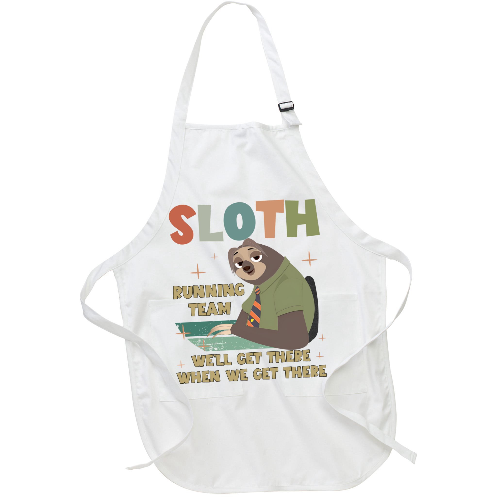 Funny Flash Sloth Running Team We’Ll Get There Sloth Apron