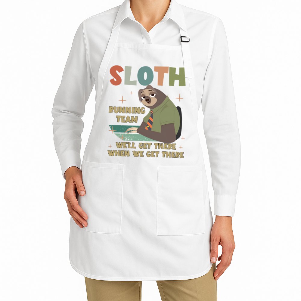Funny Flash Sloth Running Team We’Ll Get There Sloth Apron