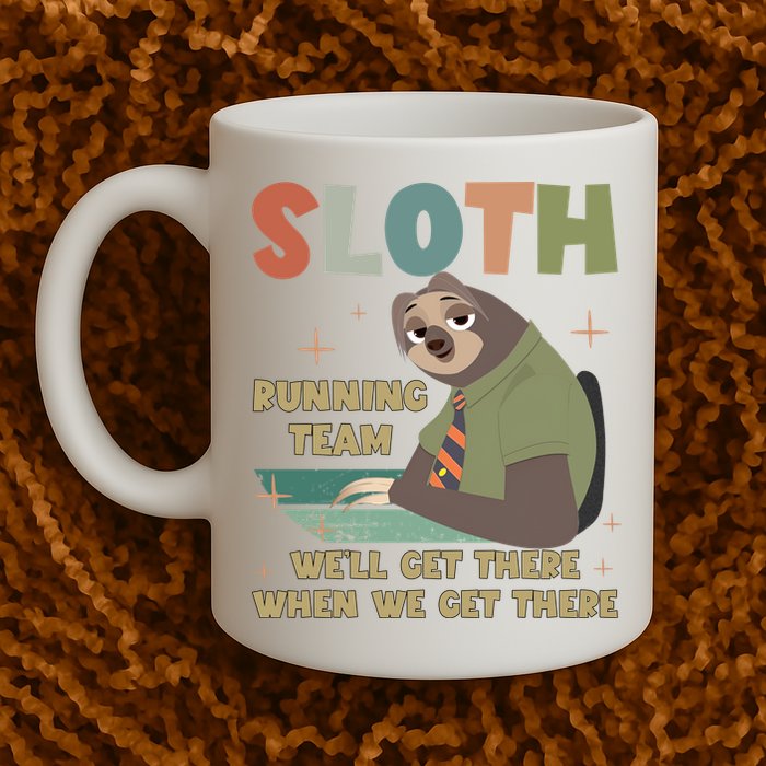 Funny Flash Sloth Running Team We’Ll Get There Sloth Mug