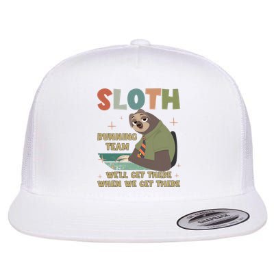 Funny Flash Sloth Running Team We’Ll Get There Sloth Flat Bill Trucker Hat