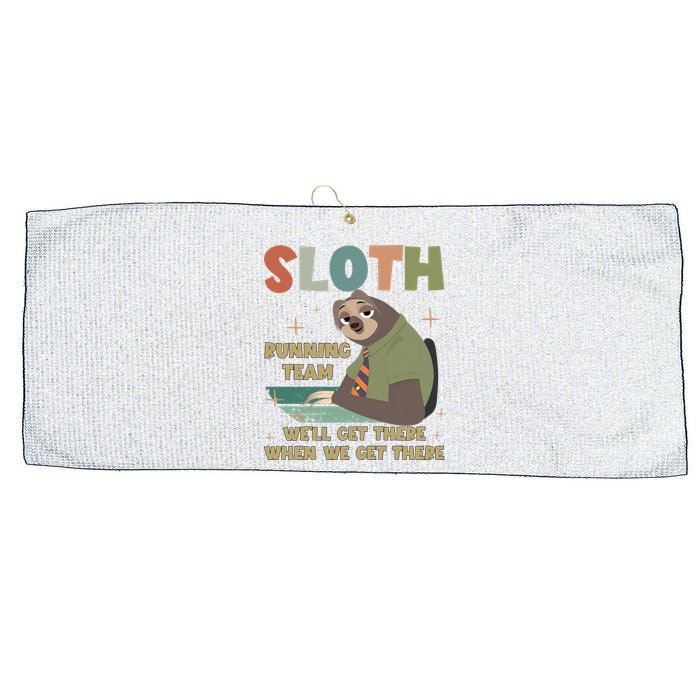 Funny Flash Sloth Running Team We’Ll Get There Sloth Large Microfiber Waffle Golf Towel
