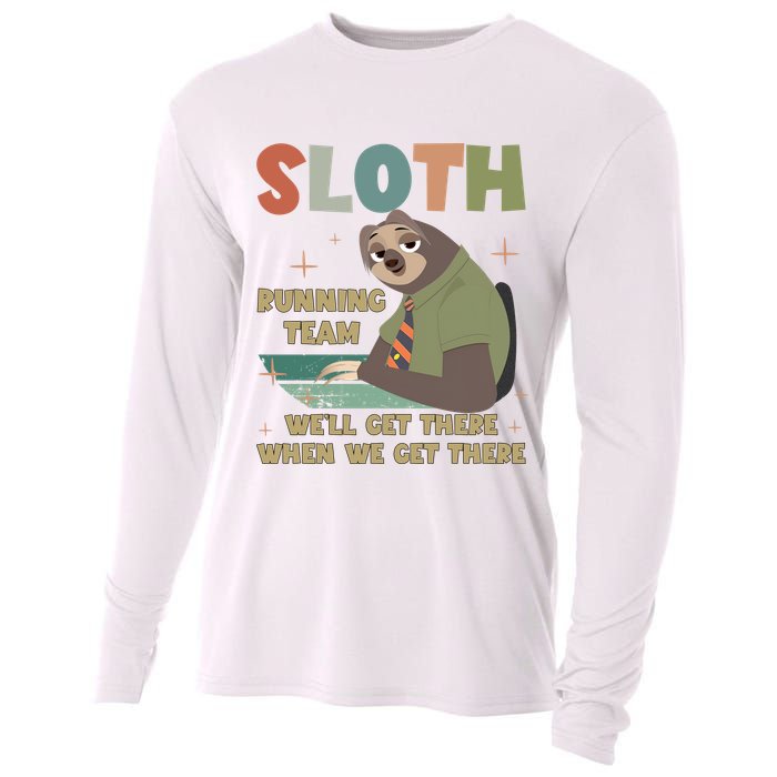 Funny Flash Sloth Running Team We’Ll Get There Sloth Cooling Performance Long Sleeve Crew