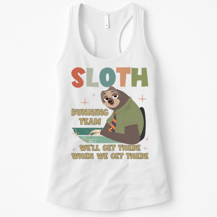 Funny Flash Sloth Running Team We’Ll Get There Sloth Womens Tank Top