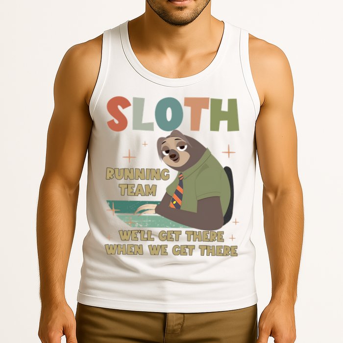 Funny Flash Sloth Running Team We’Ll Get There Sloth Tank Top