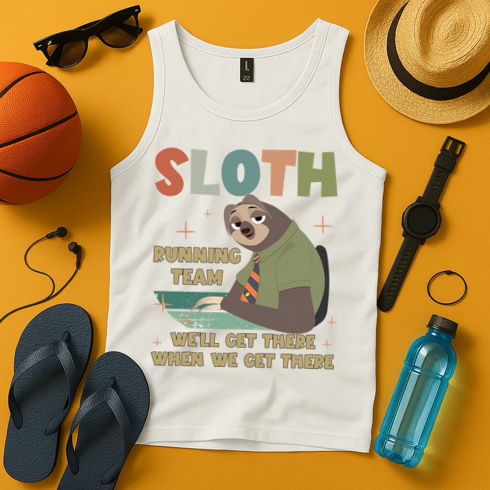 Funny Flash Sloth Running Team We’Ll Get There Sloth Tank Top