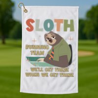 Funny Flash Sloth Running Team We’Ll Get There Sloth Golf Towel