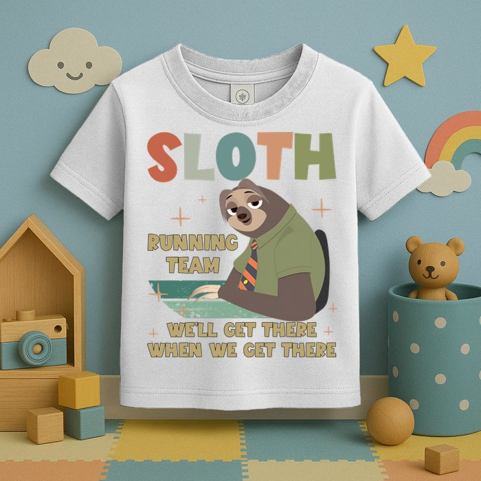 Funny Flash Sloth Running Team We’Ll Get There Sloth Toddler T-Shirt