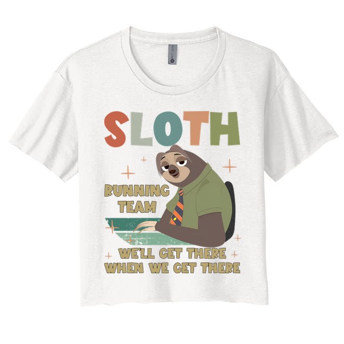 Funny Flash Sloth Running Team We’Ll Get There Sloth Crop Top