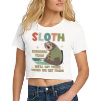 Funny Flash Sloth Running Team We’Ll Get There Sloth Crop Top