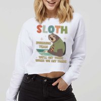 Funny Flash Sloth Running Team We’Ll Get There Sloth Cropped Pullover Crew