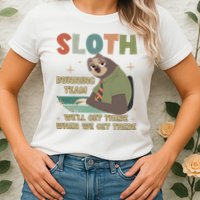 Funny Flash Sloth Running Team We’Ll Get There Sloth Womens T-Shirt