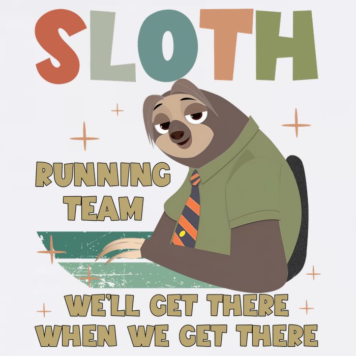 Funny Flash Sloth Running Team We’Ll Get There Sloth Women's V-Neck T-Shirt