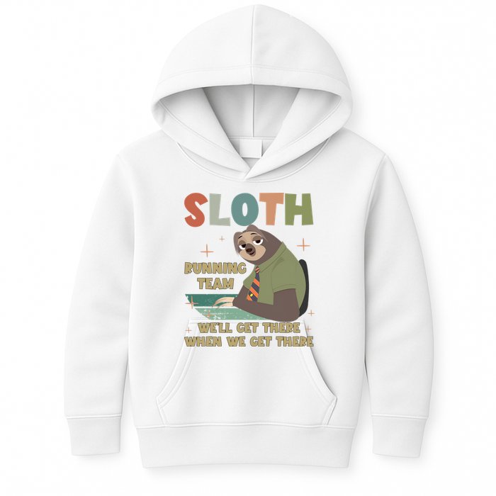 Funny Flash Sloth Running Team We’Ll Get There Sloth Kids Hoodie
