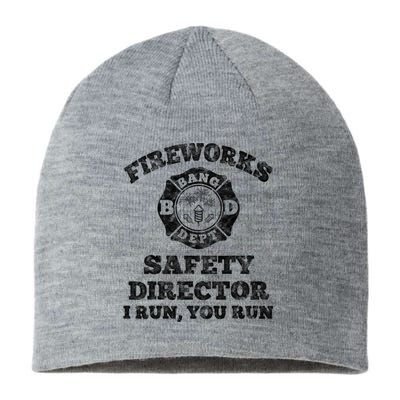 Funny Fireworks Safety Director Firefighter America Red Sustainable Beanie