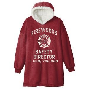 Funny FIREWORKS SAFETY DIRECTOR Firefighter America Red Hooded Wearable Blanket