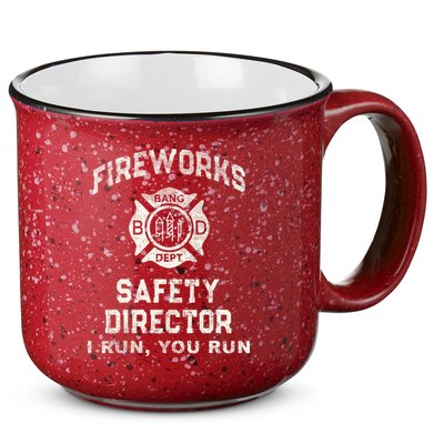 Funny FIREWORKS SAFETY DIRECTOR Firefighter America Red 15oz Campfire Ceramic Mug