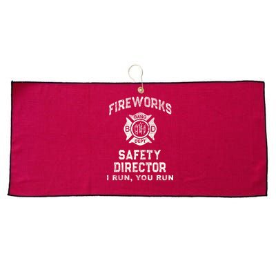 Funny FIREWORKS SAFETY DIRECTOR Firefighter America Red Large Microfiber Waffle Golf Towel
