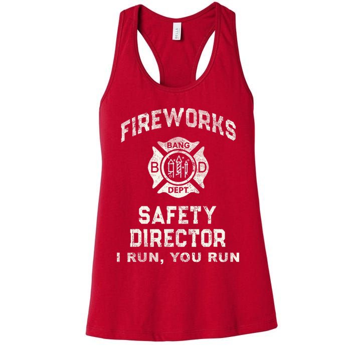 Funny FIREWORKS SAFETY DIRECTOR Firefighter America Red Womens Tank Top