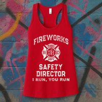 Funny FIREWORKS SAFETY DIRECTOR Firefighter America Red Womens Tank Top