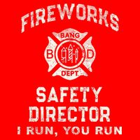 Funny FIREWORKS SAFETY DIRECTOR Firefighter America Red Womens Tank Top