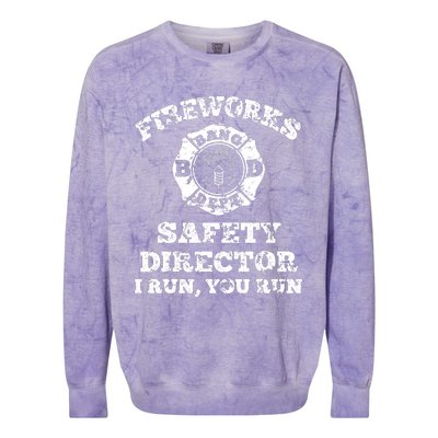 Funny Fireworks Safety Director Firefighter America Red Pyrov Colorblast Crewneck Sweatshirt