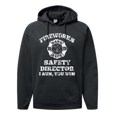 Funny Fireworks Safety Director Firefighter America Red Pyrov Performance Fleece Hoodie