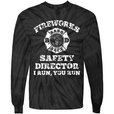 Funny Fireworks Safety Director Firefighter America Red Pyrov Tie-Dye Long Sleeve Shirt