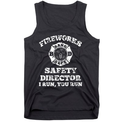 Funny Fireworks Safety Director Firefighter America Red Pyrov Tank Top