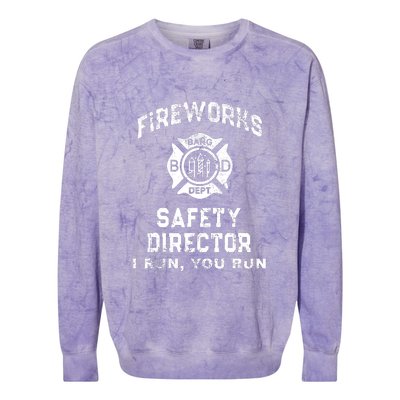 Funny FIREWORKS SAFETY DIRECTOR Firefighter America Red Colorblast Crewneck Sweatshirt